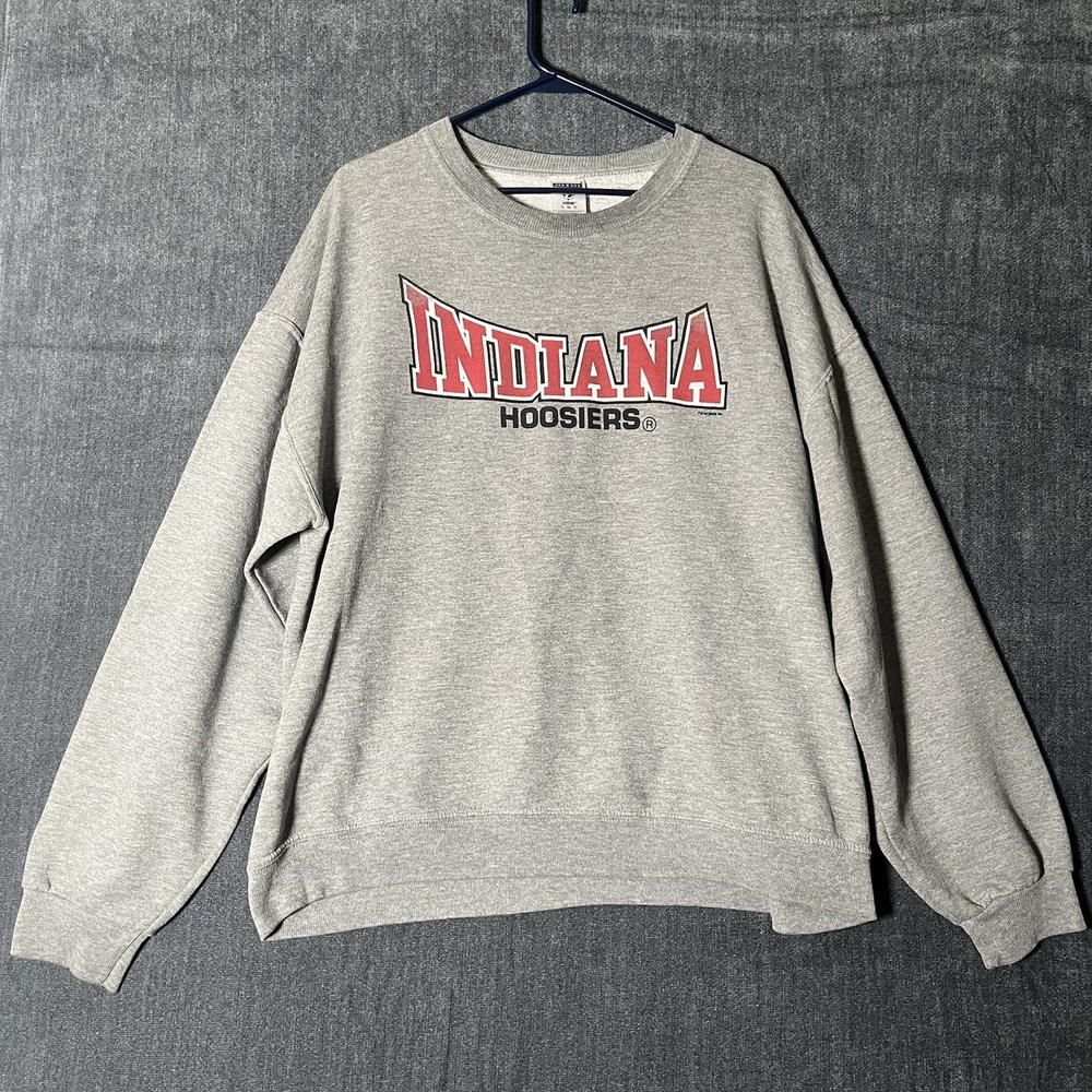 Vintage Jerzees Indiana Hoosiers Sweatshirt Mens XL Grey Crewneck IU Pullover